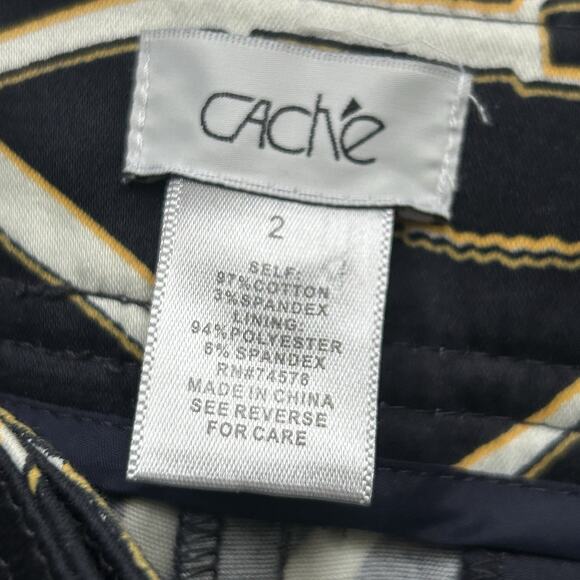 CACHE Women’s 2 Bridle Print Stretch Slim Trouser Pant Black Gold Chain - Picture 4 of 10